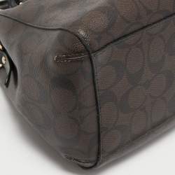 Pre Owned Coach Dark Brown Signature Coated Canvas and Leather Margot Satchel