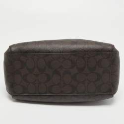 Pre Owned Coach Dark Brown Signature Coated Canvas and Leather Margot Satchel