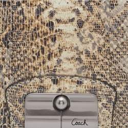 Coach Brown/Beige Python Embossed Leather Flap Continental Wallet