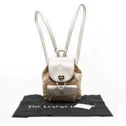 Coach Beige/Cream Signature Canvas and Leather Backpack
