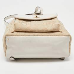 Coach Beige/Cream Signature Canvas and Leather Backpack