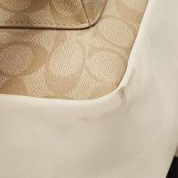 Pre Owned Coach Beige/Cream Signature Coated Canvas and Leather Charlie Backpack