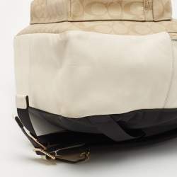 Pre Owned Coach Beige/Cream Signature Coated Canvas and Leather Charlie Backpack