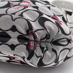 Pre Owned Coach Grey/Black Leather and Signature Canvas Poppy Satchel