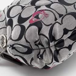 Pre Owned Coach Grey/Black Leather and Signature Canvas Poppy Satchel