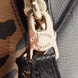 Coach Black/Brown Leopard Print Coated Canvas and Leather Charlie Backpack