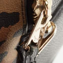 Coach Black/Brown Leopard Print Coated Canvas and Leather Charlie Backpack