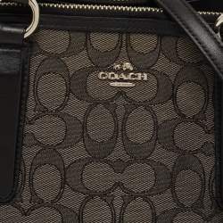 Pre Owned Coach Black/Grey Signature Canvas and Leather Crosby Carryall Tote