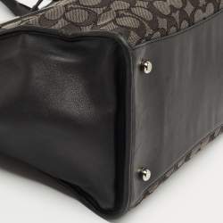 Pre Owned Coach Black/Grey Signature Canvas and Leather Crosby Carryall Tote