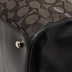 Pre Owned Coach Black/Grey Signature Canvas and Leather Crosby Carryall Tote