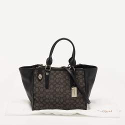 Pre Owned Coach Black/Grey Signature Canvas and Leather Crosby Carryall Tote