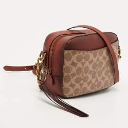 Pre Owned Coach Brown Signature Coated Canvas Camera Bag