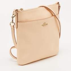 Pre Owned Coach Peach Leather North South Swingpack Crossbody Bag