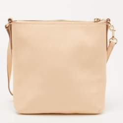 Pre Owned Coach Peach Leather North South Swingpack Crossbody Bag