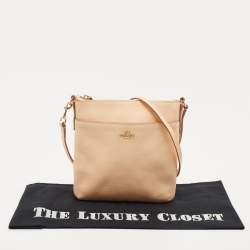 Pre Owned Coach Peach Leather North South Swingpack Crossbody Bag