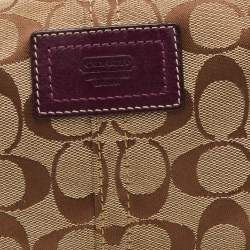 Pre Owned Coach Beige/Brown Signature Canvas and Leather Baguette