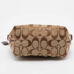 Pre Owned Coach Beige/Brown Signature Canvas and Leather Baguette
