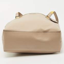 Pre Owned Coach Beige/Mustard Leather Top Zip Tote