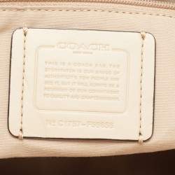 Pre Owned Coach Beige/Mustard Leather Top Zip Tote