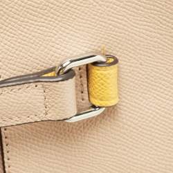 Pre Owned Coach Beige/Mustard Leather Top Zip Tote