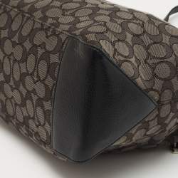 Pre Owned Coach Black Signature Canvas an Leather Top Zip Tote