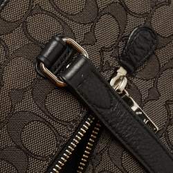 Pre Owned Coach Black Signature Canvas an Leather Top Zip Tote