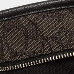 Pre Owned Coach Black Signature Canvas an Leather Top Zip Tote
