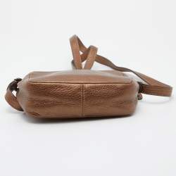 Pre Owned Coach Metallic Brown Leather Crossbody Bag