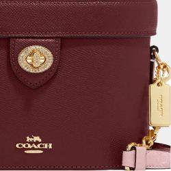 Pre Owned Coach Maroon/Pink Leather Kay Vanity Bag