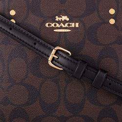 Pre Owned Coach Brown Signature Coated Canvas Mini Lillie Carryall Satchel
