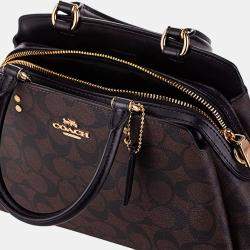 Pre Owned Coach Brown Signature Coated Canvas Mini Lillie Carryall Satchel