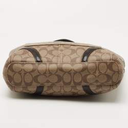 Pre Owned Coach Beige/Brown Signature Coated Canvas and Leather Heritage Peyton Tote