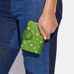 Coach Green Floral Print Coated Canvas and Leather Canvas Wallet