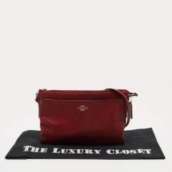 Pre Owned Coach Red Leather East/West Swingpack Crossbody Bag
