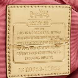 Pre Owned Coach Beige/Brown Op Art Canvas and Patent Leather Julianne Hobo  