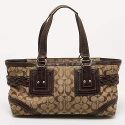 Coach Beige/Brown Signature Canvas and Leather Tote