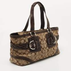 Coach Beige/Brown Signature Canvas and Leather Tote