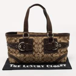Coach Beige/Brown Signature Canvas and Leather Tote