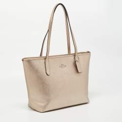 Coach Light Gold Leather City Tote