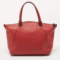 Pre Owned Coach Red Pebbled Leather Prairie Satchel