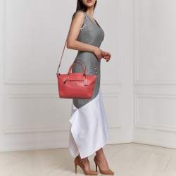 Pre Owned Coach Red Pebbled Leather Prairie Satchel