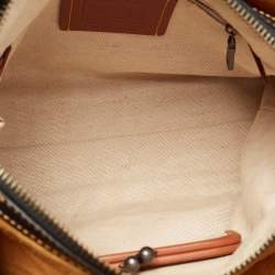 Pre Owned Coach Burgundy/Tan Leather and Suede Rogue Tote
