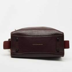 Pre Owned Coach Burgundy/Tan Leather and Suede Rogue Tote