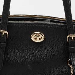 Pre Owned Coach Black Leather Turnlock Carryall Satchel 
