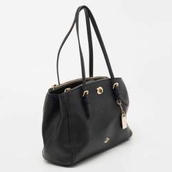 Pre Owned Coach Black Leather Turnlock Carryall Satchel 