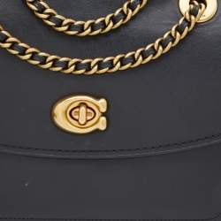 Pre Owned Coach Black Leather Small Parker Chain Flap Shoulder Bag