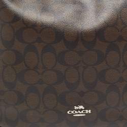 Pre Owned Coach Pink/Brown Signature Coated Canvas and Leather Zip Hobo