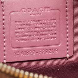 Pre Owned Coach Pink/Brown Signature Coated Canvas and Leather Zip Hobo