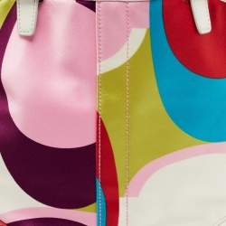Pre Owned Coach Multicolor Printed Satin and Leather Hobo 