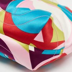 Pre Owned Coach Multicolor Printed Satin and Leather Hobo 